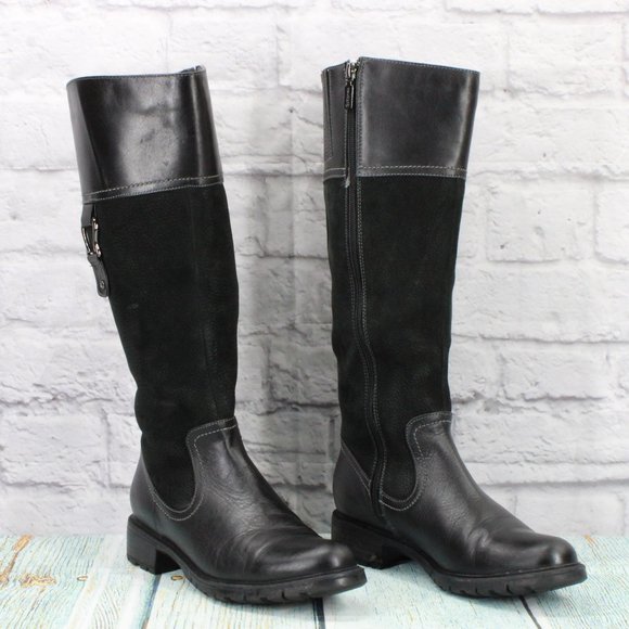 Blondo Black Leather Side Zipper Aqua Protect Tall Riding Boots Size 7.5 Medium - Picture 3 of 10